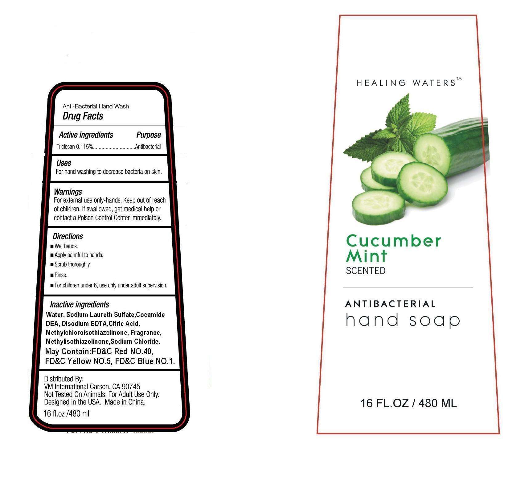 Healing Waters Cucumber Mint Antibacterial Hand Soap